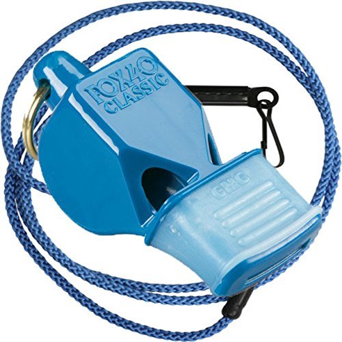 Fox 40 Classic CMG Cushion Mouth Grip Sports Whistle with Lanyard, Blue (2-Pack)