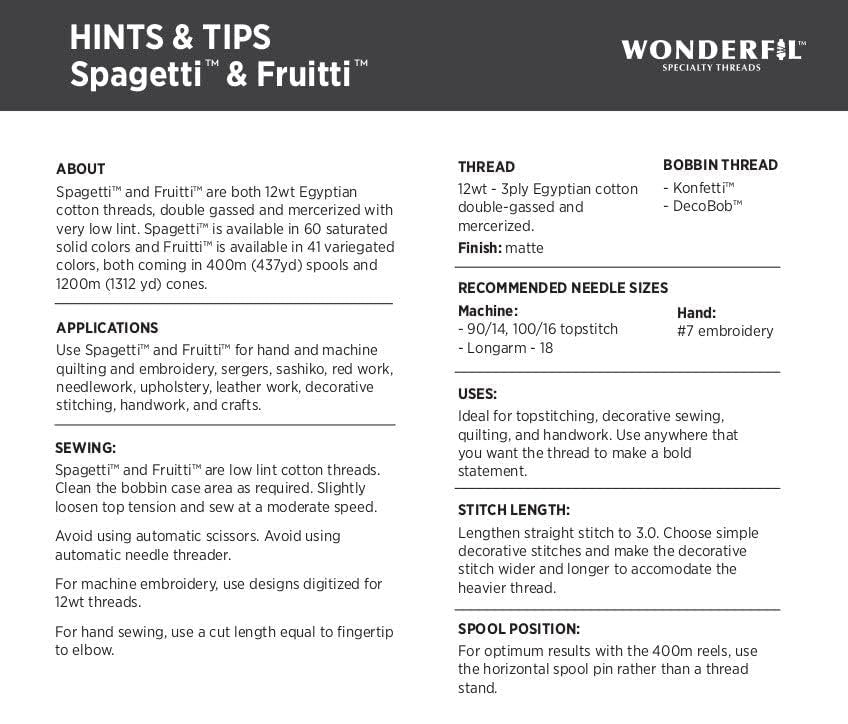 WonderFil Specialty Threads Spagetti, White, 3-ply 100% Long Staple Double-Gassed Egyptian Cotton, 12wt