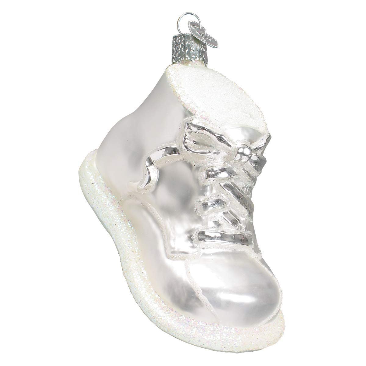 Old World Christmas Ornaments White Baby Shoe Glass Blown Ornaments for Christmas Tree