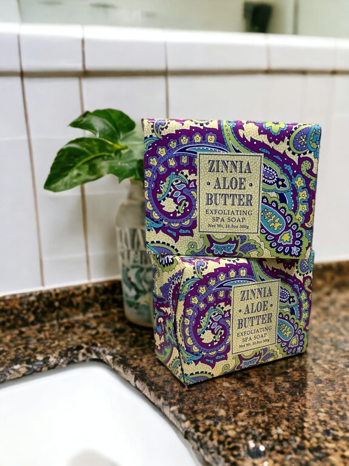 Greenwich Bay Trading Co. Zinnia & Aloe Butter Soap - 10.5 oz Triple Milled Luxury Bars, Set of 2