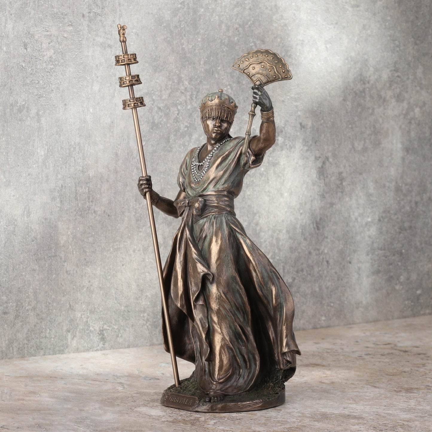 UNICORN STUDIO 12 Inch Obatala The Creator Orisha Santeria Yoruba Cold Cast Resin Bronze Finish Sculpture