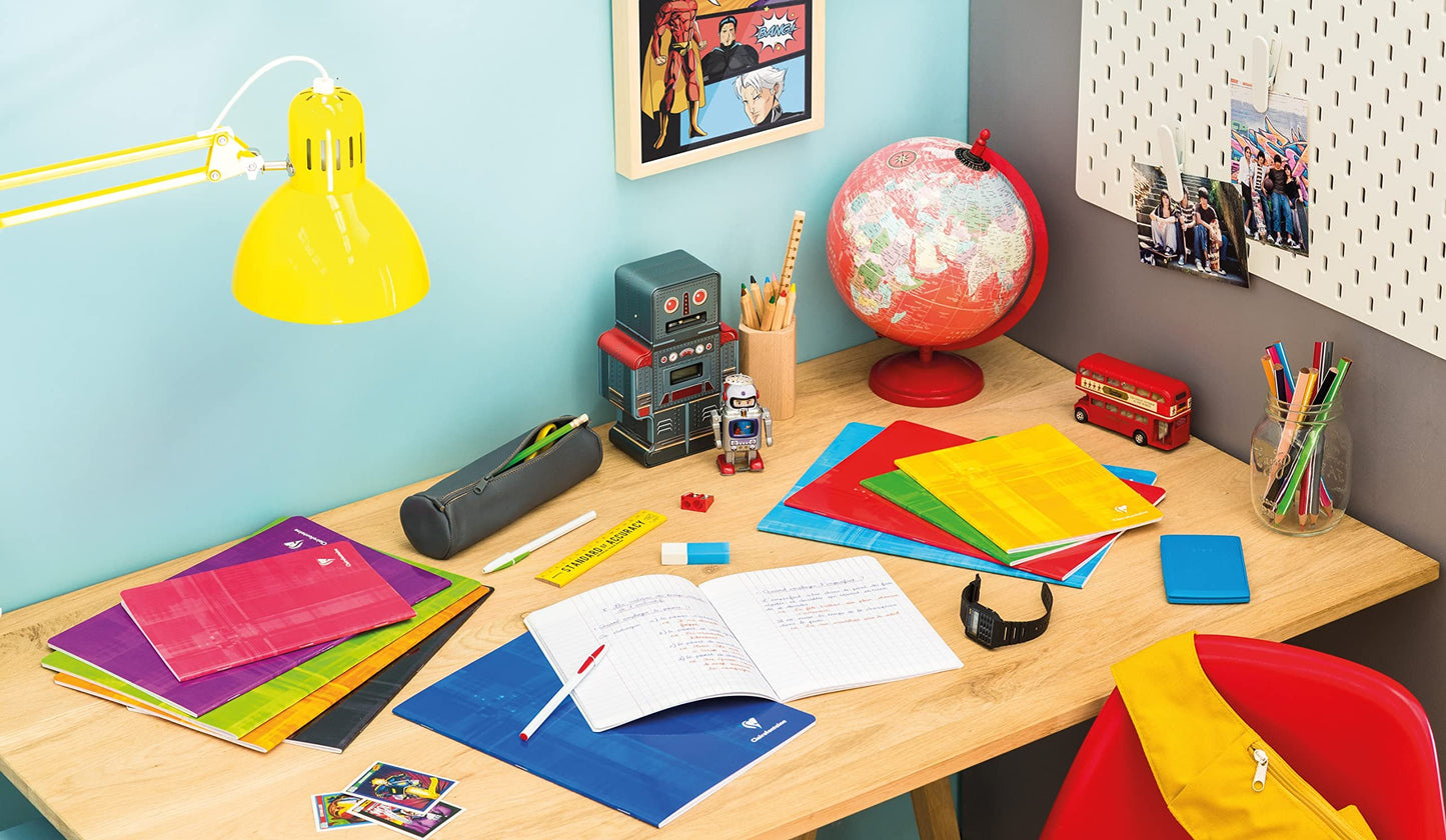 Clairefontaine Staplebound Notebook - Ruled w/ margin 48 sheets - 6 1/2 x 8 1/4 - Sold Individually (Assorted Cover Color Chosen at Random)