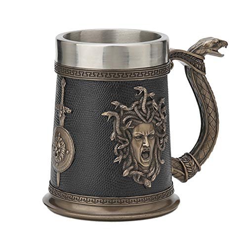 Veronese Design 5 3/4 Inch Greek Medusa Beer Stein Cold Cast Resin Antique Bronze Finish Statue Home Decor