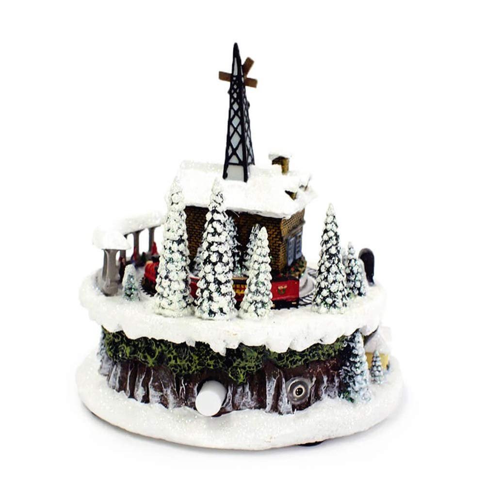 Winter Train Station 6.75 Inch Light Up Musical Tabletop Diorama Plays Various Holiday Carols