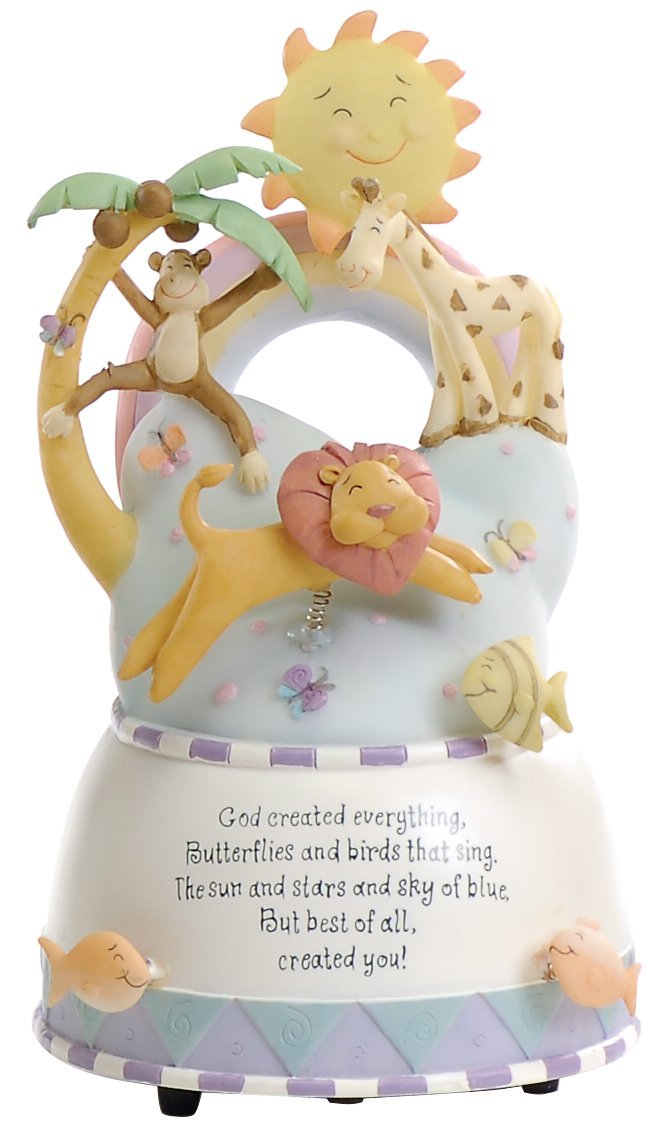 Roman 7" God Created Everything Musical Box – Baptism, Christian Nursery Decor