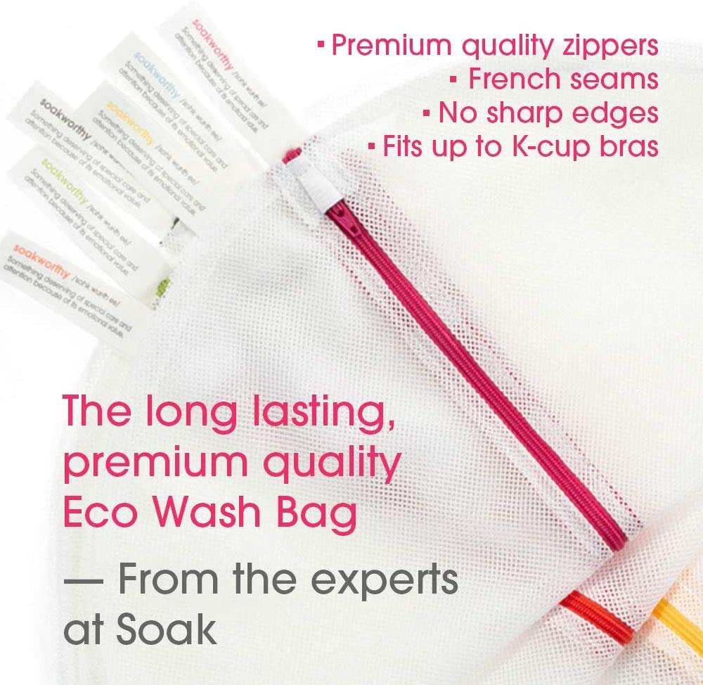 SoakBox - Soak Laundry Soap & Eco Wash Bag Set - 90 mL / 3 fl. oz Eco-Friendly Soap and 16 Inch Circle 100% Recycled RPET Wash Bag