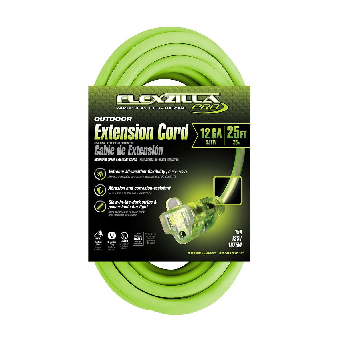 Legacy Manufacturing FZ512825 Flexzilla Pro Extension Cord, 12/3 Awg Sjtw, 25