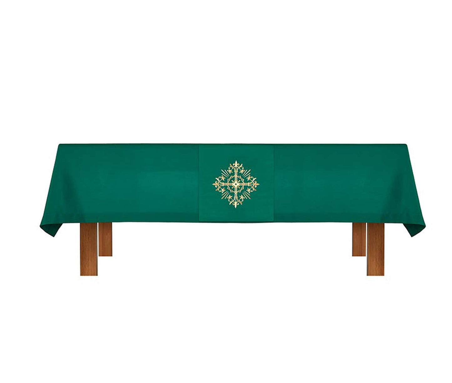R.J. Toomey Altar Frontal and Holy Trinity Cross Overlay Cloth - Altar Linen Church Supplies Green Color