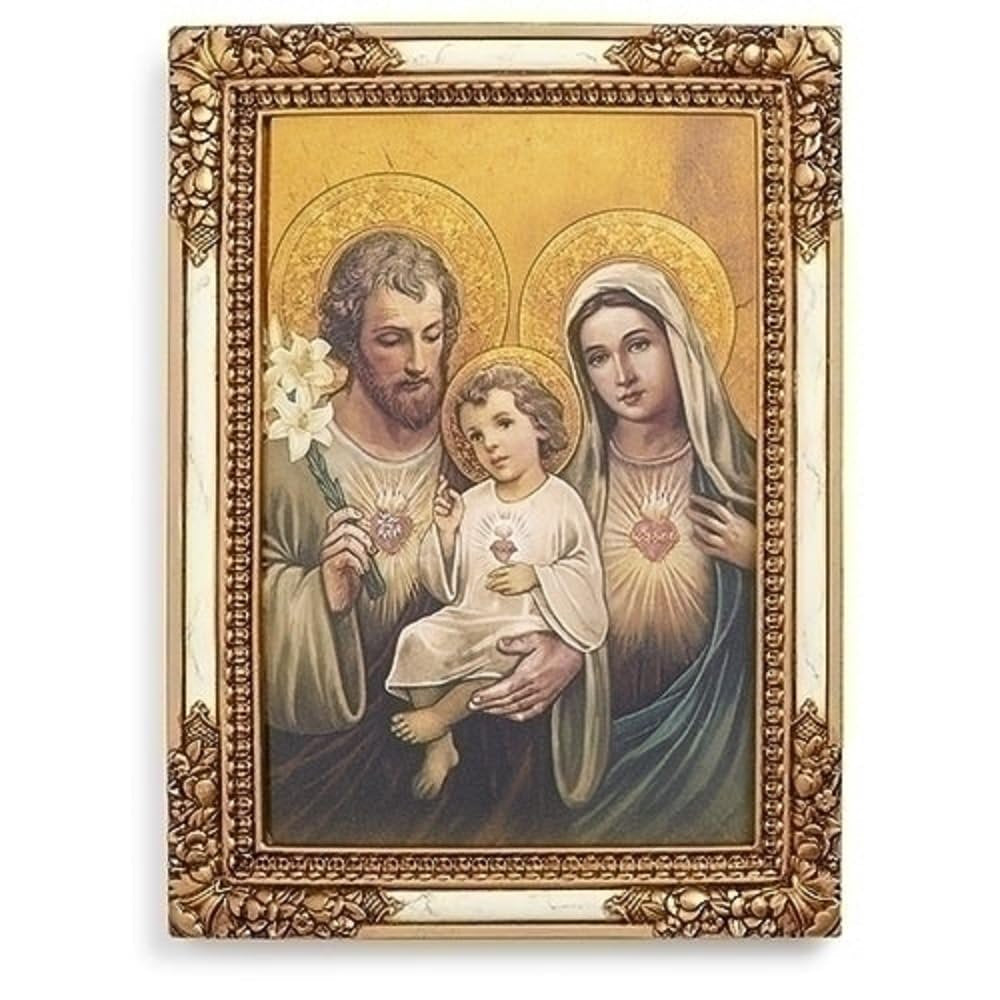 Roman Chaste Hearts Framed Plaque, 7-inch Height, Resin, Stone Powder and Paint, Home, Home Décor