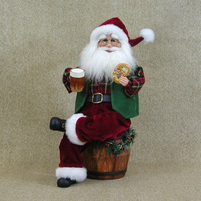 Karen Didion Originals Crakewood Beer Barrel Santa Claus Figurine