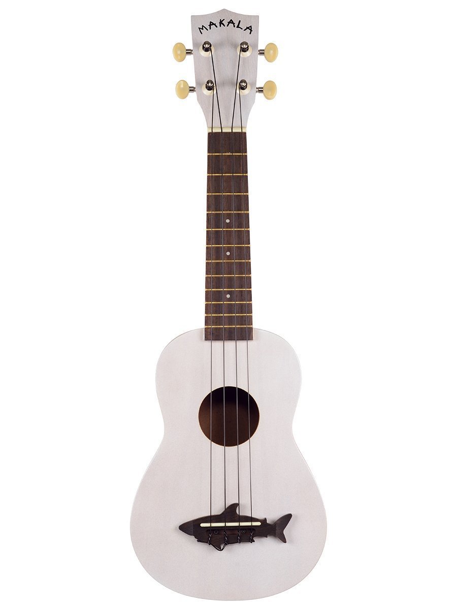 Makala MK-SS-WHT Shark Bridge Soprano Ukulele with Vintage Satin Finish - Great White