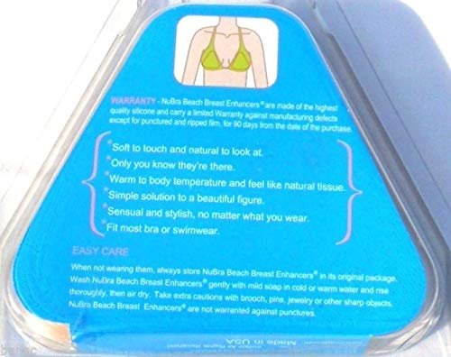 NuBra Beach Seamless Self Adhesive Silicone Push Up Enhancer Pads, Nude 1 Pair, One Size