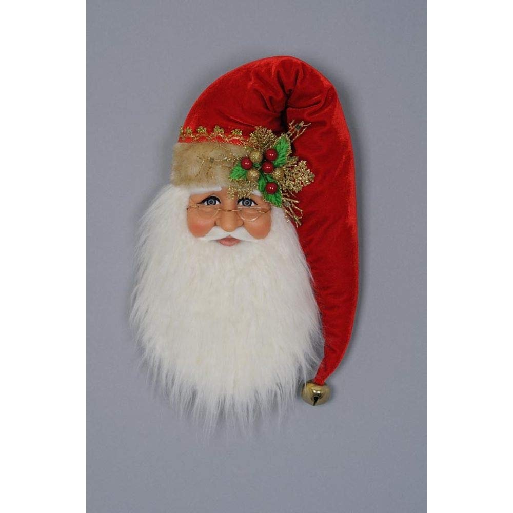 Karen Didion Originals Santa Head Wall/Door Hanger Figurine, 18 Inches