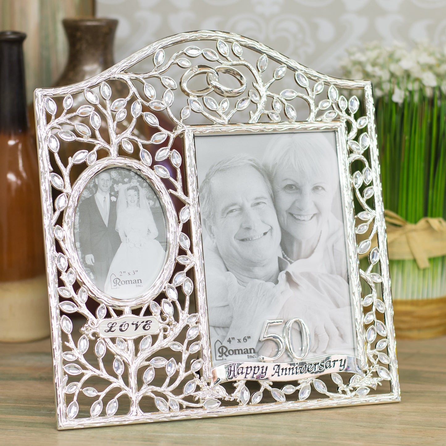 Roman Giftware Inc., Caroline Collection, Wedding & Anniversary, 9.25" H 50TH Anniversary Frame,Religious, Inspirational, Durable (8x1x9)
