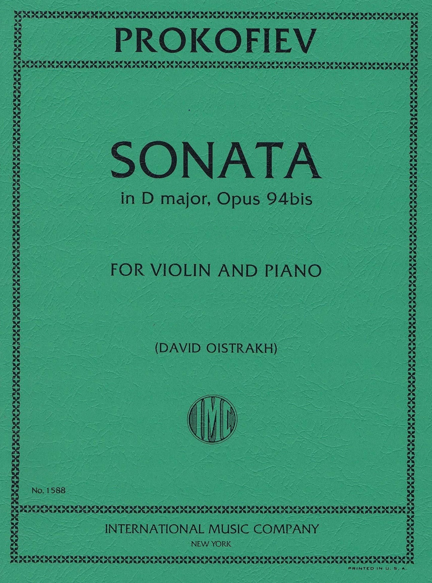 PROKOFIEV, Sonata in D Major, Opus 94bis for Violin and Piano (OISTRAKH, David)