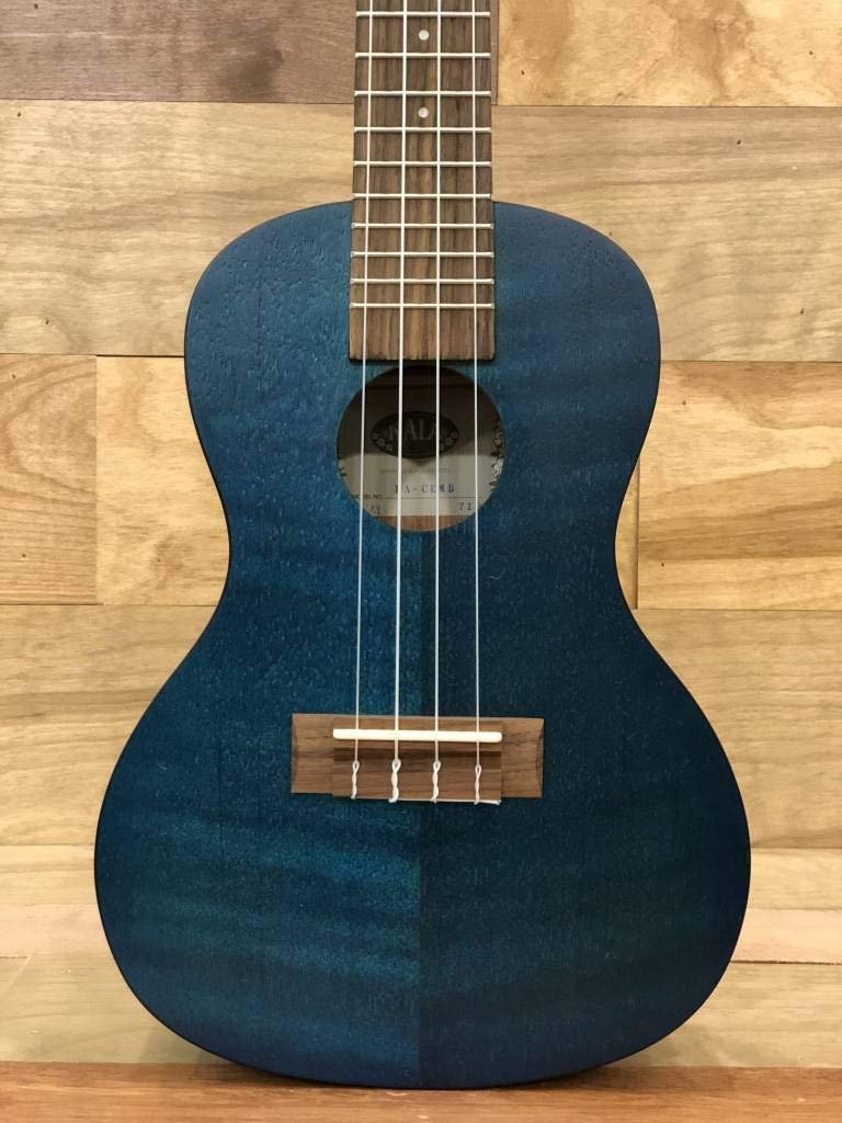 Kala Blue Exotic Mahogany Concert Ukulele Blue Satin Finish KA-CEMB Bundle with a Tuner and Lumintrail Polishing Cloth