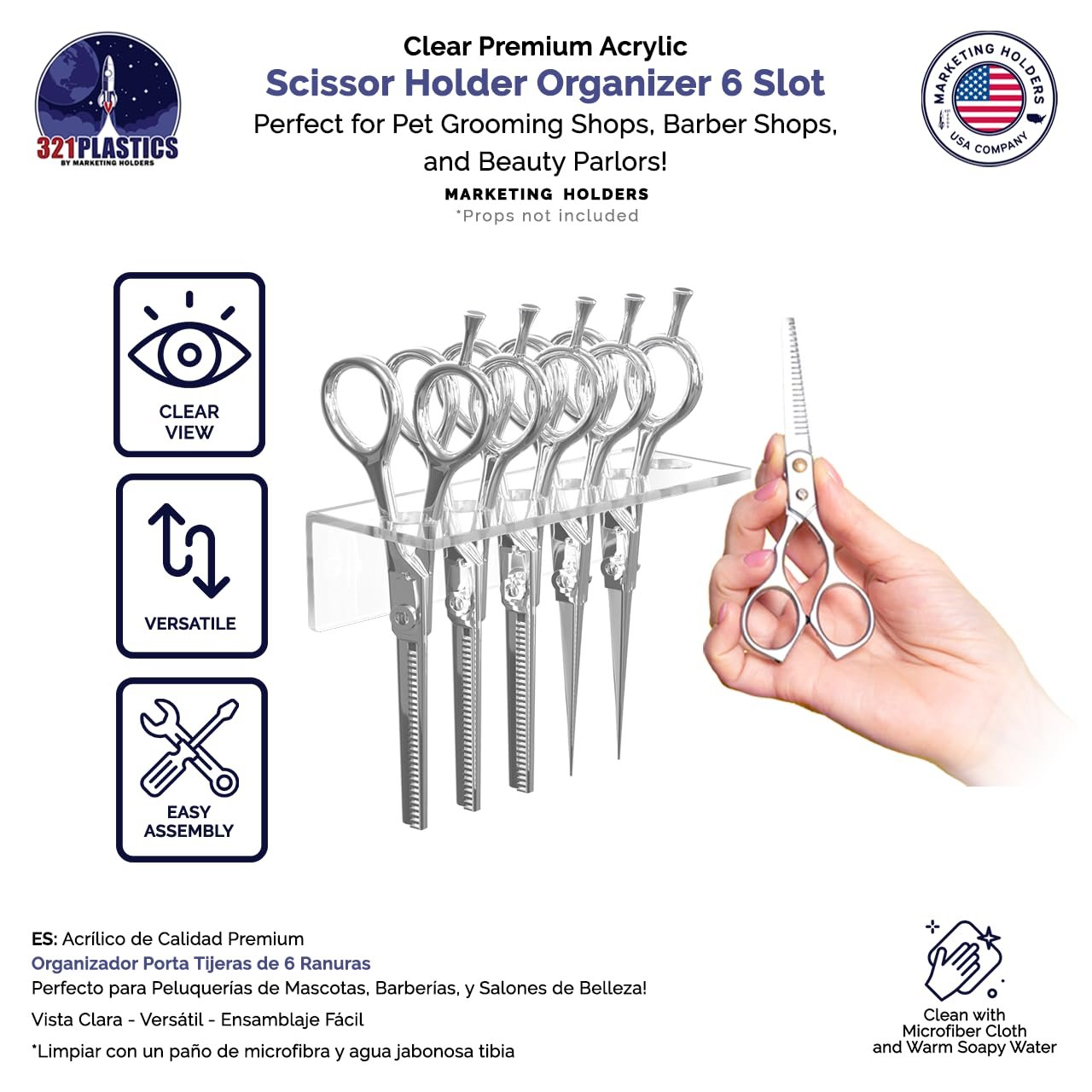 Acrylic Shear Organizers Convenient Organizer for Professional Dog Grooming Shears by Marketing Holders