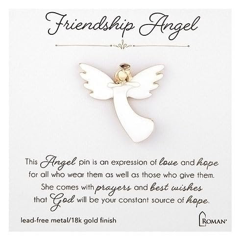 Roman Friendship Angel Pin Gift Box, 1.5-inch Height, Silver-tone, Zinc Alloy, Jewelry Accessories