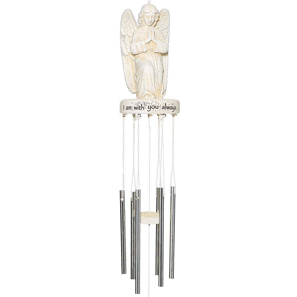 Joseph's Studio by Roman Inc., PRAYING ANGEL WINDCHIME, Garden Collection, Religious Statue, Holy Family, Memorial, Angel, Patron Saint, Garden Décor (3x2x18)