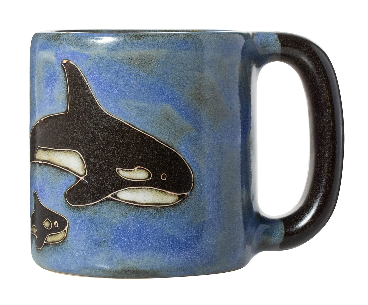 Mara Stoneware Blue Orca Killer Whale Design 16oz Handcrafted Coffee Tea Mug