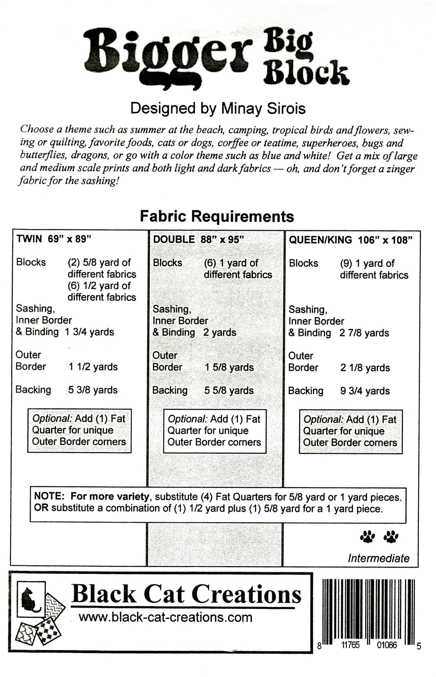 Bigger Big Block Quilt Pattern, for Large and Scenic Prints, Finished Sizes: 69in x 89in, 88in x 95in, 106in x 108in