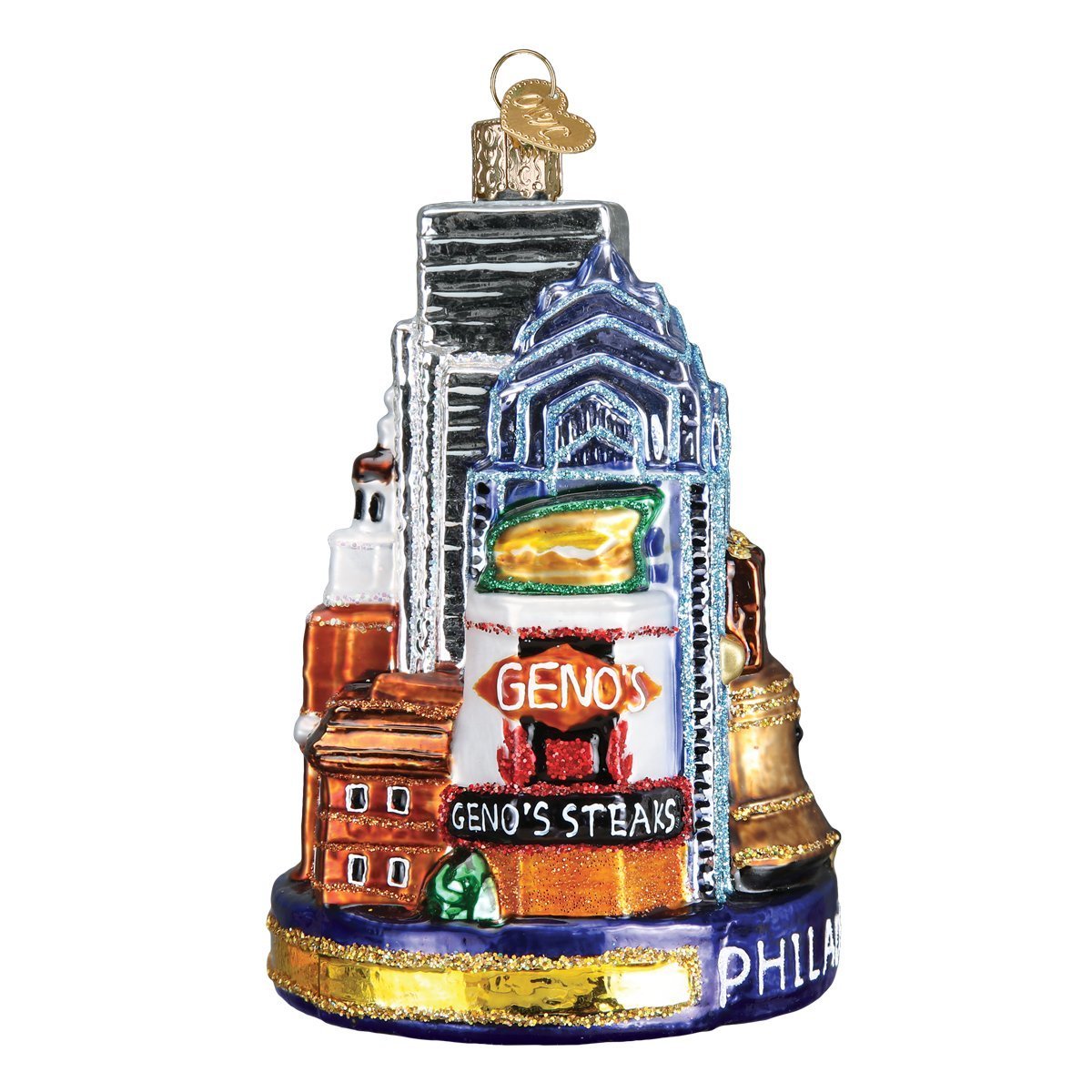 Old World Christmas Glass Blown Ornament with S-Hook and Gift Box, Location Collection (Philadelphia)