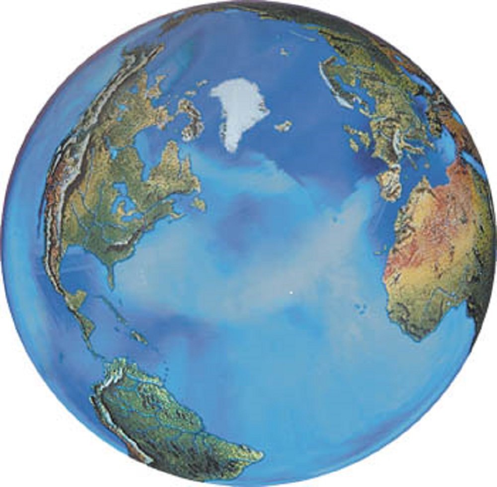 Blue Earth Marble With Natural Earth Continents, Recycled Glass By Shasta Vis...