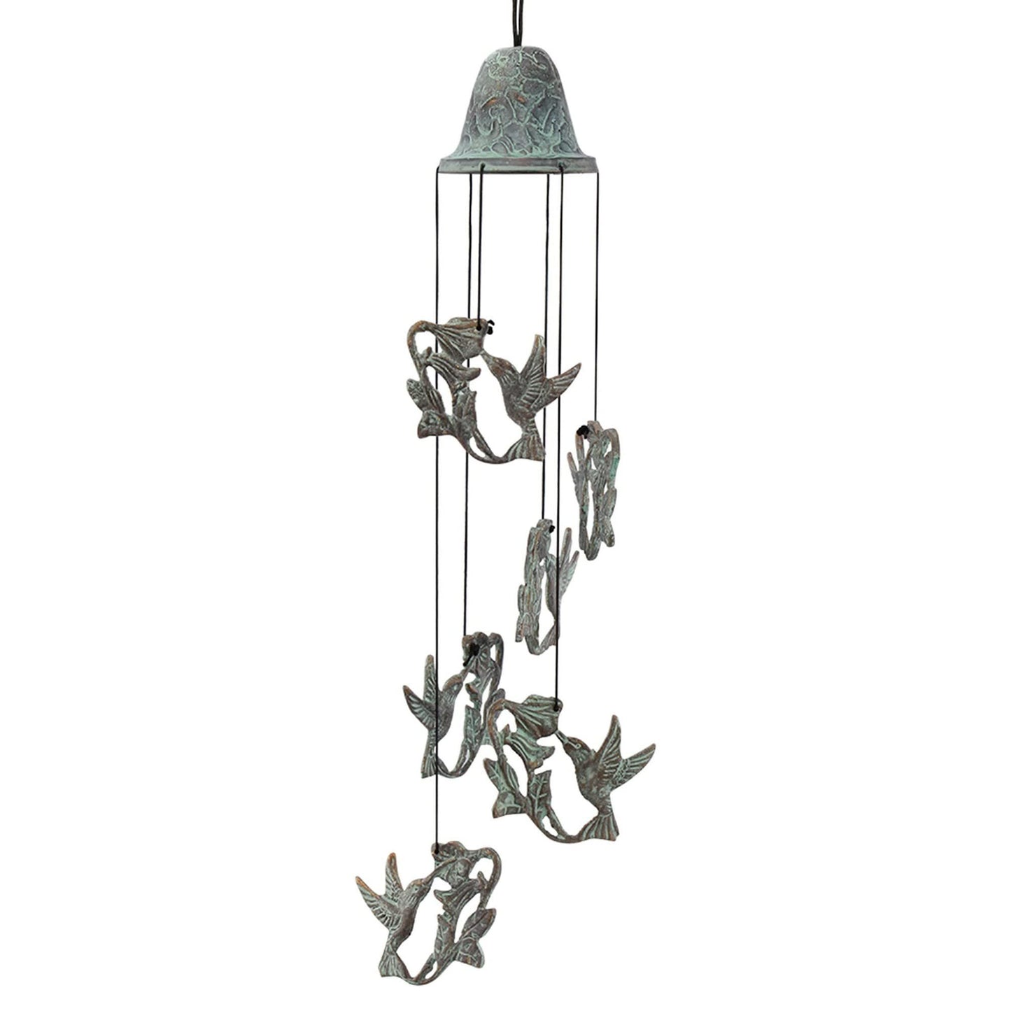 SPI Home Hummingbirds Feeding On Flowers Brass Wind Chime