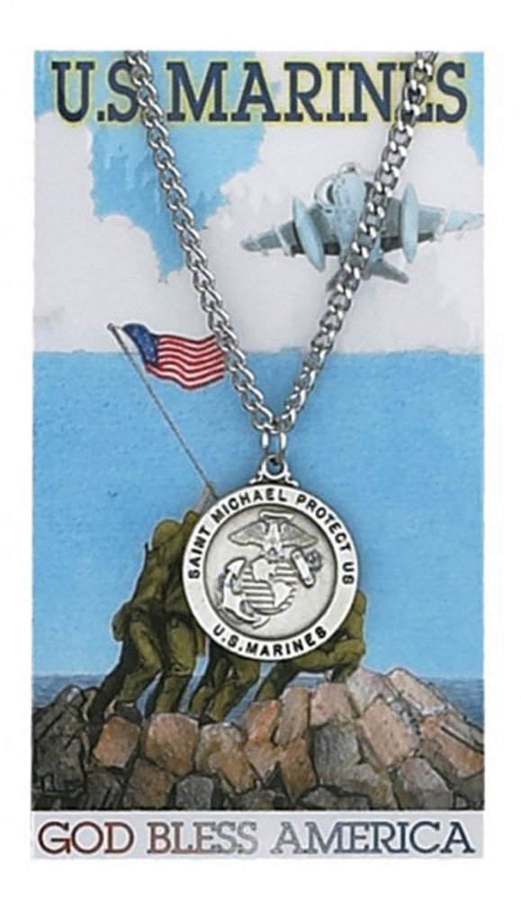 Round St. Michael Marines Medal with Prayer Card