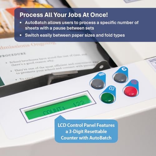 Formax FD 300 Document Folder, LCD Control Panel with 3-Digit Resettable Counter, Folds Up to 7400 Sheets per Hour, Output Conveyor for Neat and Sequential Stacking