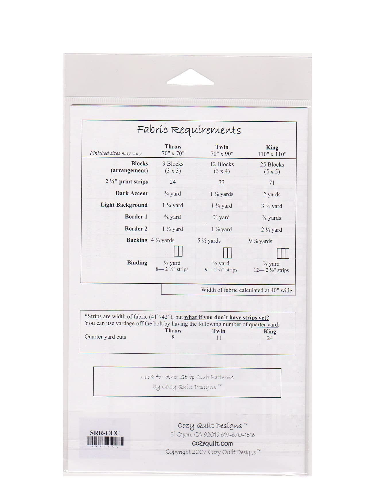 Cozy Quilt Designs 'Strip Club' Pattern - Chain Chain Chain (Includes Instructions for Three Project Sizes)