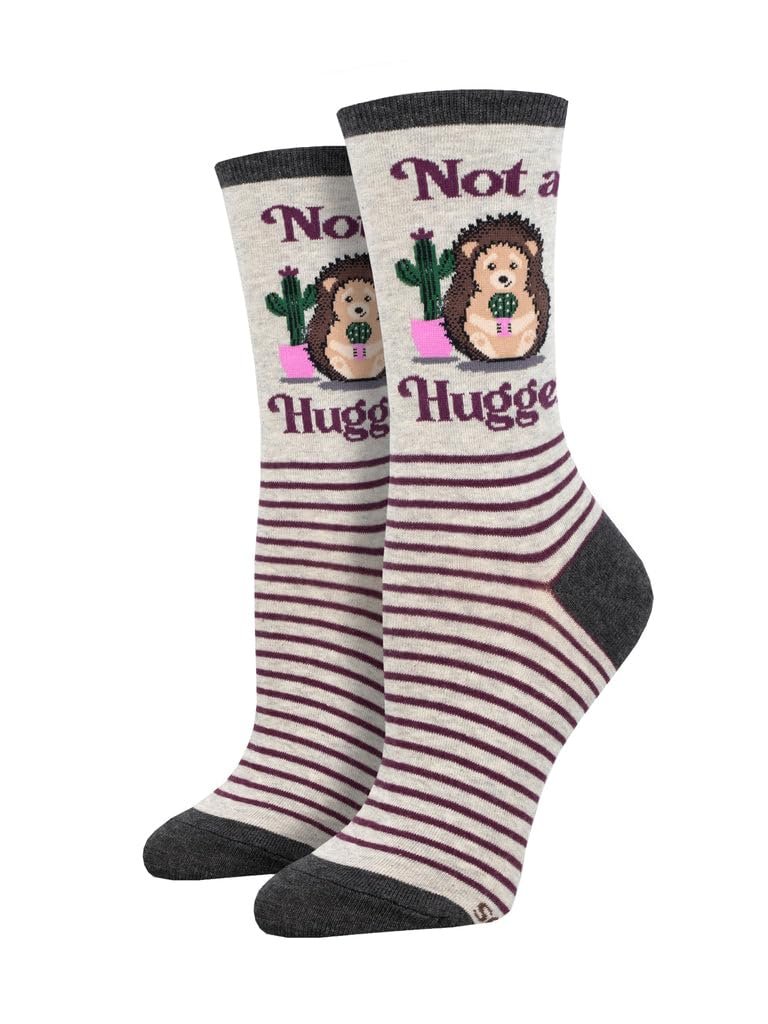 Socksmith Women's Not A Hugger Crew Socks, Gray Heather
