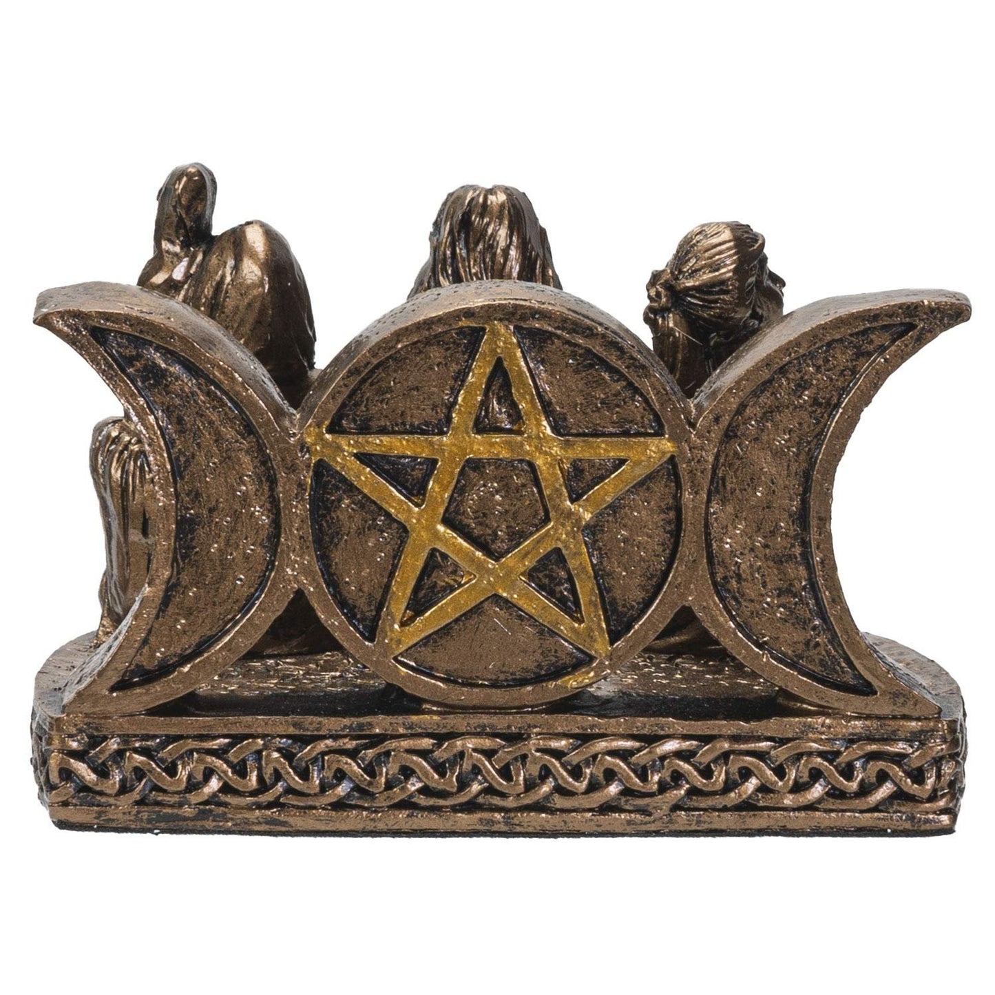 Pacific Trading Company Mother Maiden Crone Business Card Holder for Women, Hand Painted Celtic Triple Goddess Desktop Name Cards Display Organizer, 3 1/2 inch x 2 1/2 inch x 2 3/8 inch