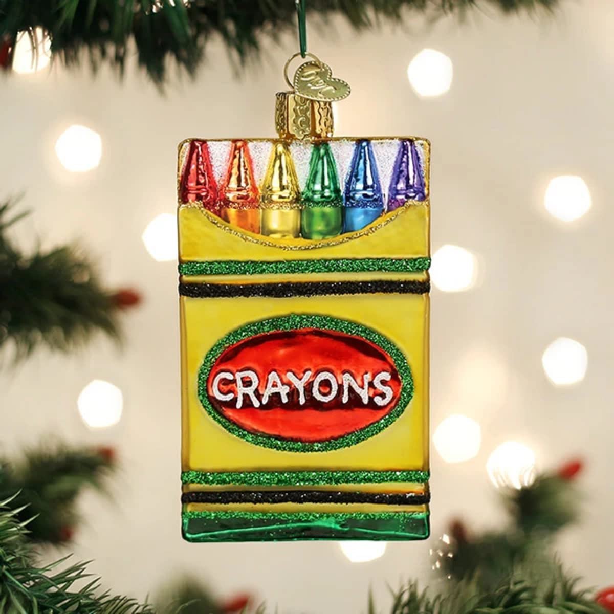 Old World Christmas Box of Crayons Blown Glass 2020 Unique Christmas Ornaments for Christmas Tree Decorations