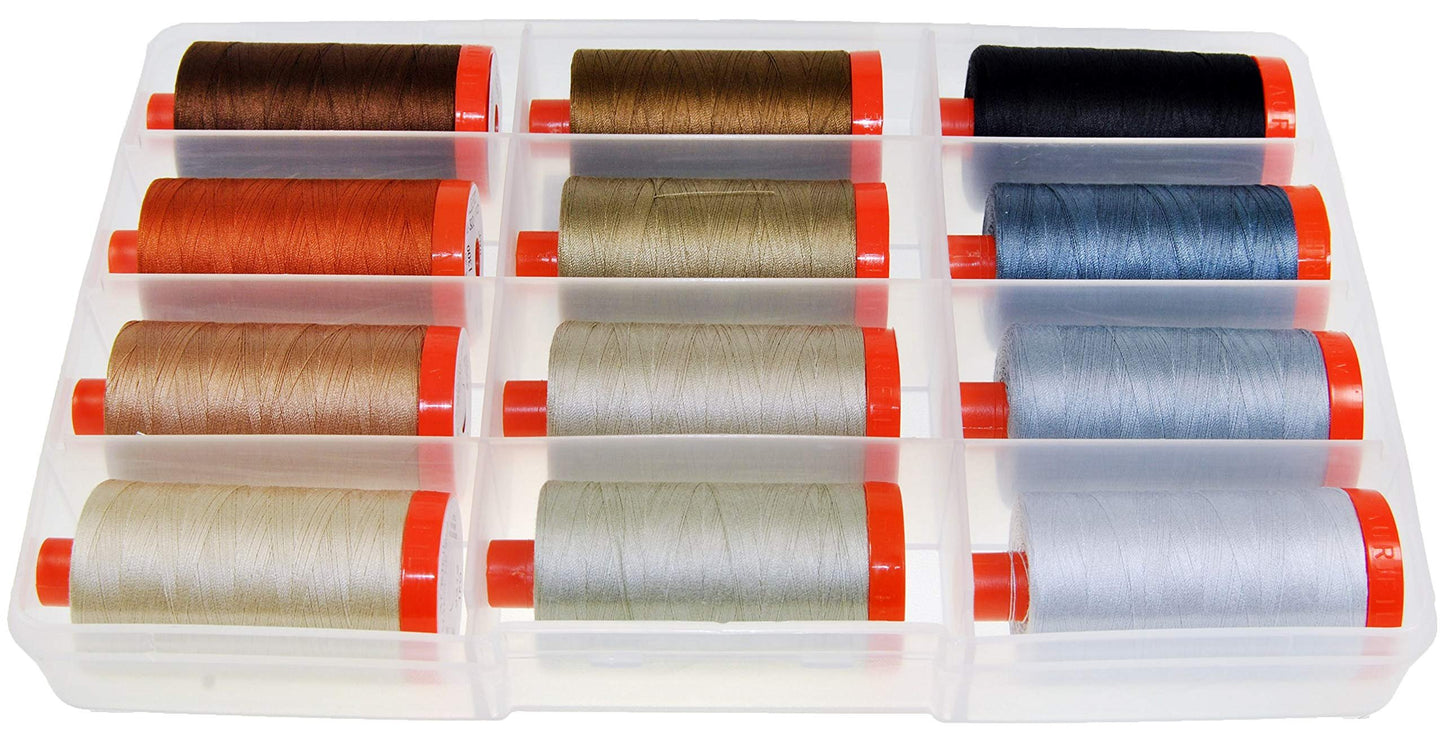 Aurifil Thread Set THE PERFECT BOX OF NEUTRALS By Pat Sloan 50wt Cotton 12 Large (1422 yard) Spools