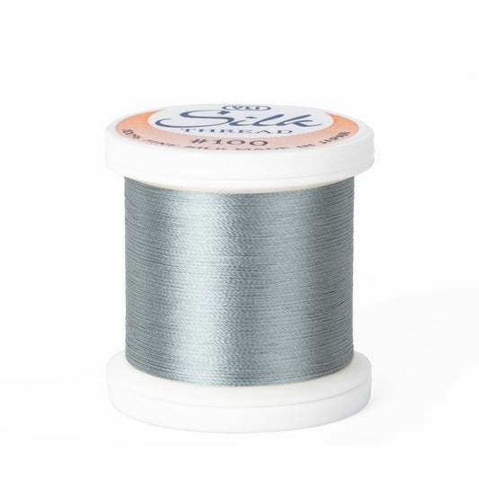 YLI Threads Silk Thread – 100 wt Fine Japanese Silk for Appliqué, EPP, and Quilting - Light Blue Gray