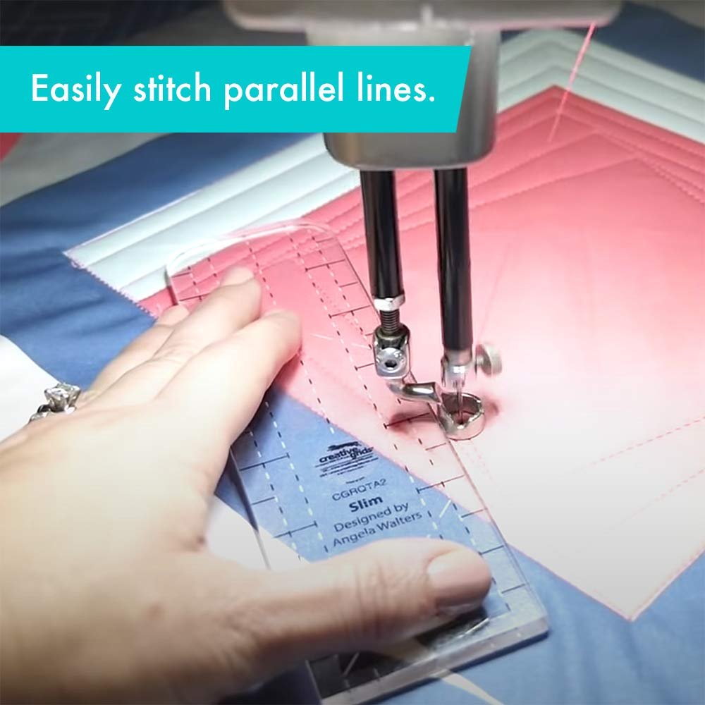 Creative Grids Machine Quilting Tool – Slim – CGRQTA2 – Made in USA, Non-Slip Grip Acrylic Quilting & Sewing Template Ruler for Free-Motion quilt Patchwork Design on Domestic Sewing & Longarm Machines