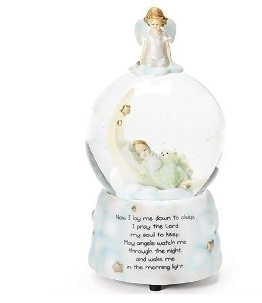 Roman 7.5" Children's Bedtime Prayer Musical Glitterdome – 100mm Snow Globe for Baptism, Christian Nursery Decor