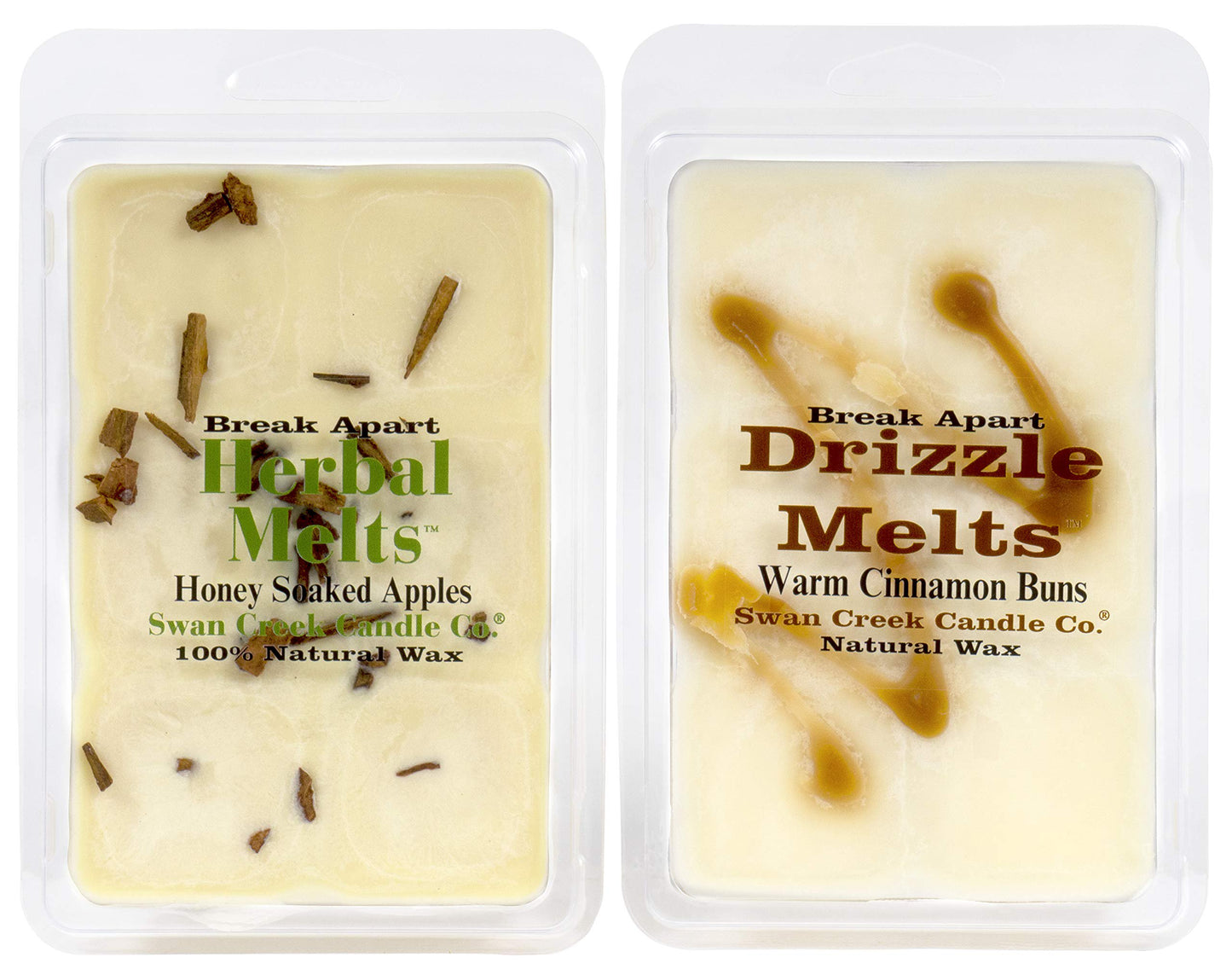 Swan Creek Natural Wax Drizzle Melts - Housewarming Set - 2 Pack (Honey Soaked Apples and Warm Cinnamon Buns)