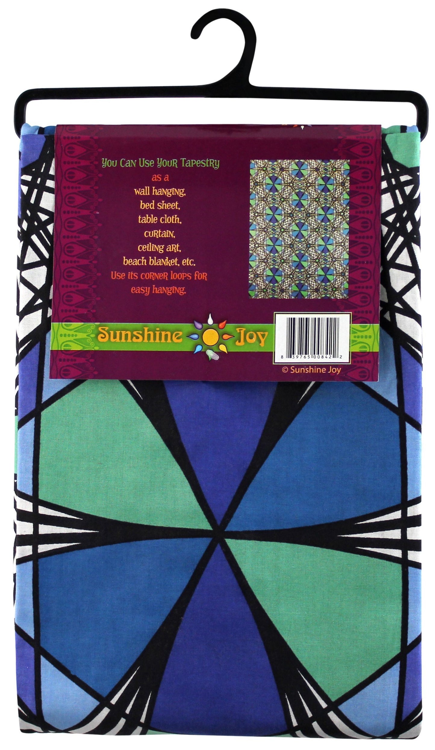 Sunshine Joy Geo Web Psychedelic Geometric Design Tapestry - 60x90 Inches - Beach Sheet - Hanging Wall Art