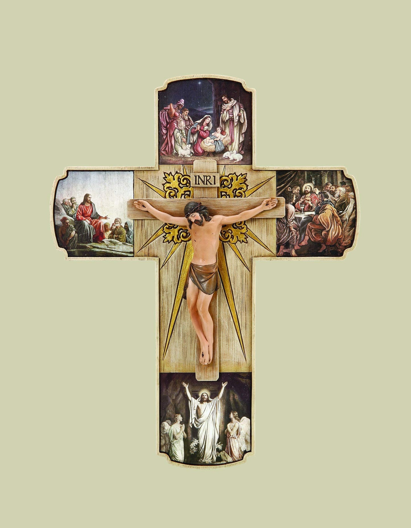 Joseph's Studio by Roman 12" Life of Christ Crucifix, Wall Cross Depicting Gospel Scenes, Religious Home Decor