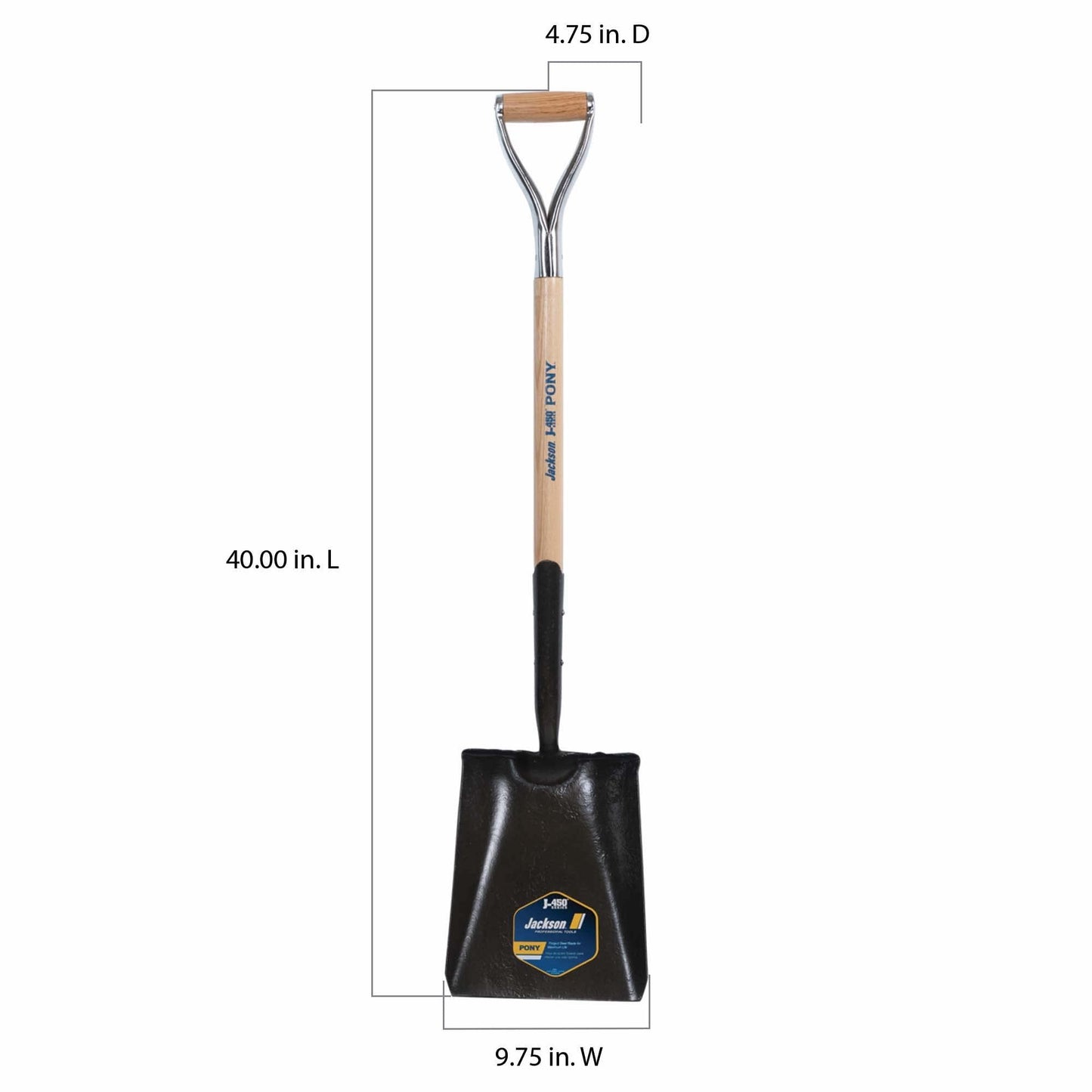 Jackson 1232000 J-450 Pony Square Point Transfer Shovel with 27 in. Hardwood Armor D-Grip Handle, Multi