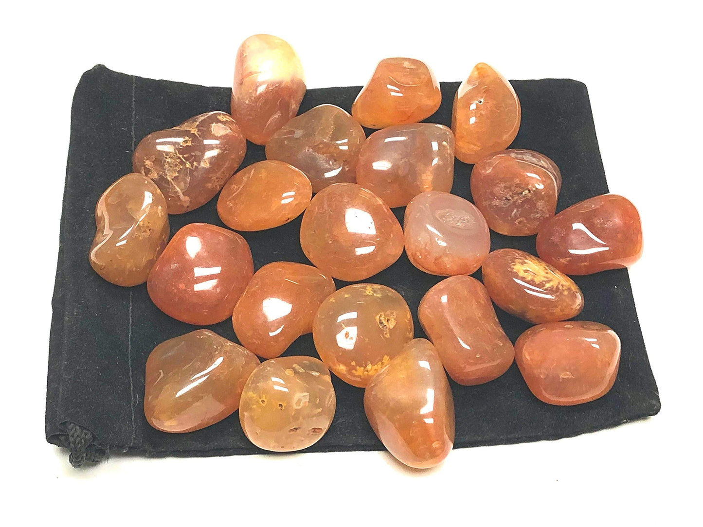 Zentron Crystal Collection: Tumbled Natural Carnelian Stones -1" Smooth Pieces