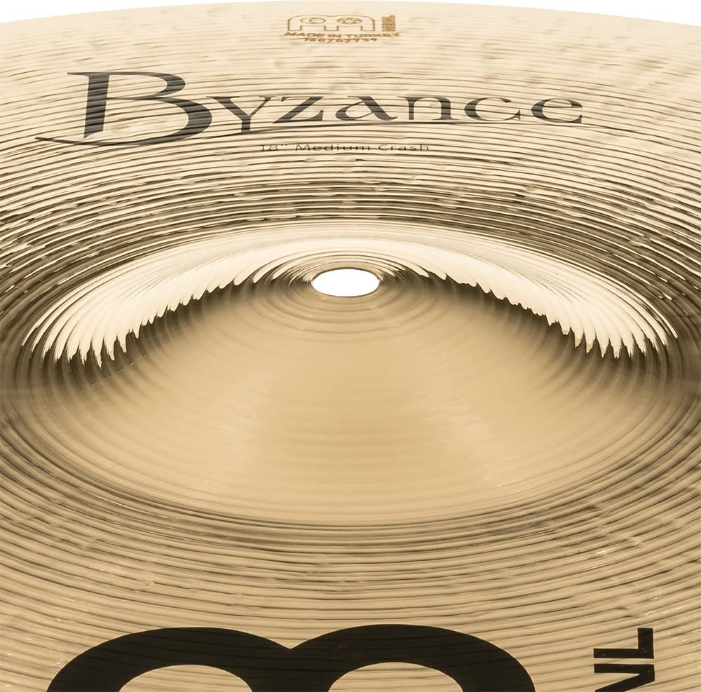 Meinl Cymbals Byzance 18" Brilliant Medium Crash — Made in Turkey — Hand Hammered B20 Bronze, 2-Year Warranty, (B18MC-B)