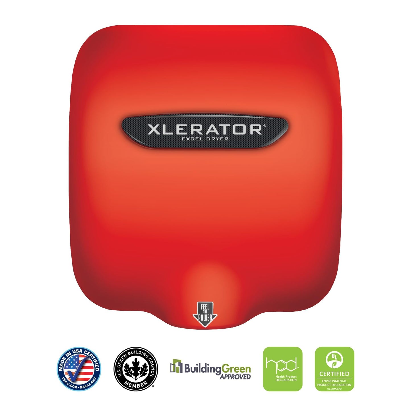 Excel Dryer XL-SP Red XLERATOR Automatic Commercial Hand Dryer,Zinc Die Cast Red Cover, XL-R