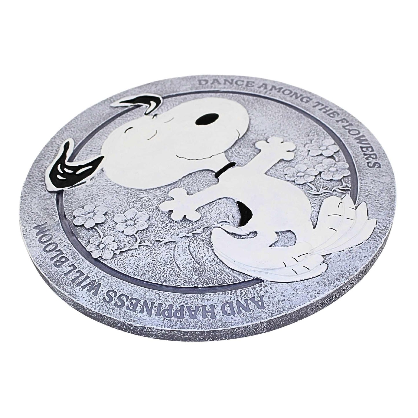 Roman Snoopy Dance Stepping Stone Peanuts, 12-inch Diameter, Resin, Stone Mix, Home, Garden, Outdoor