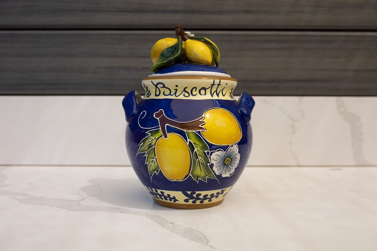Blue Sky Clayworks Lemon Cookie Jar, 8 × 8 × 9.75 inches, Ceramic, Multicolor