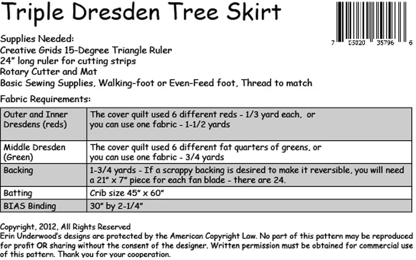 Triple Dresden Tree Skirt Pattern by Erin Underwood Quilts
