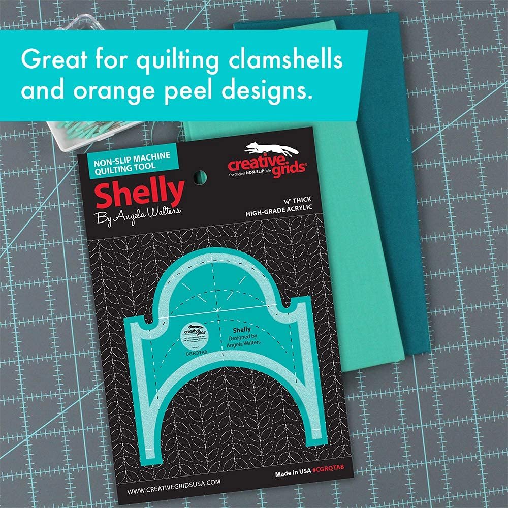 Creative Grids Machine Quilting Tool Shelly – CGRQTA8 – Made in USA Non-Slip Grip Acrylic Quilting & Sewing Template Ruler for Free-Motion Quilt Patchwork Design Sewing & Longarm Machines on Domestic