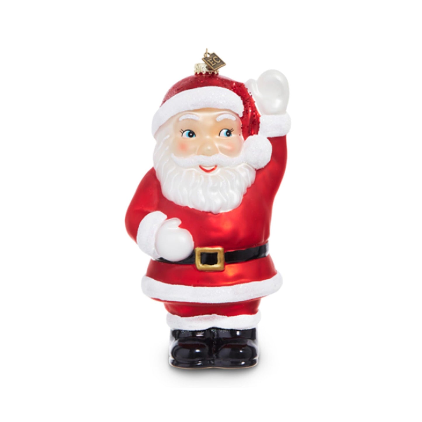 RAZ Imports Eric Cortina 2023 8" Waving Santa Glass Ornament